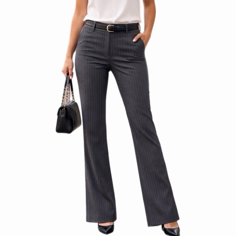 Banana Republic Factory Charcoal Pinstripe Flare Pants